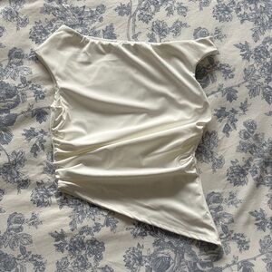 Off-Shoulder Ivory Asymmetric Women's Top